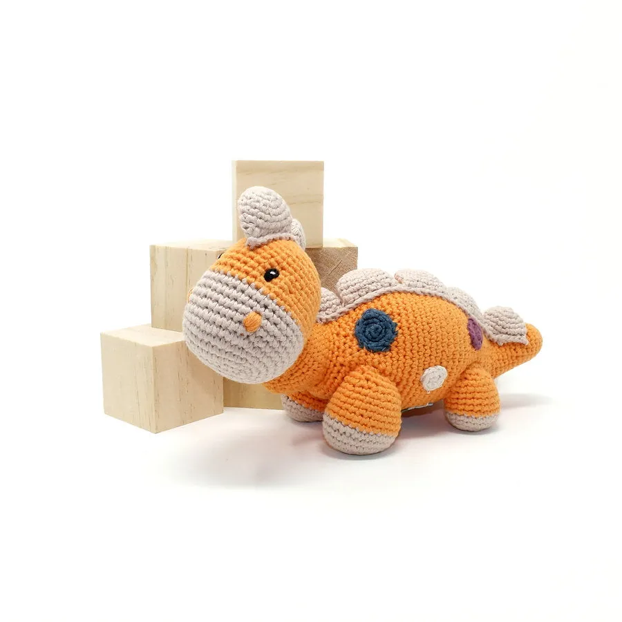 Pebblechild Dinosaur Rattle - Steggi Soft Orange