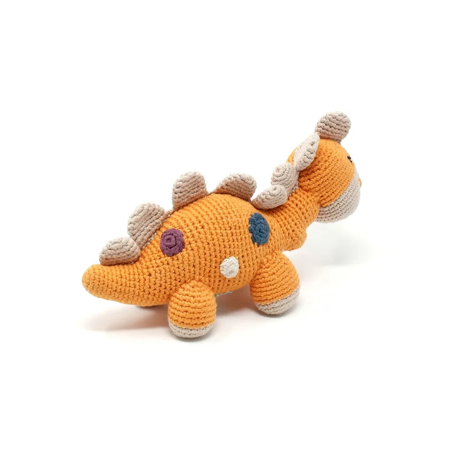 Pebblechild Dinosaur Rattle - Steggi Soft Orange