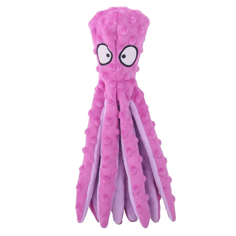 Pet Plush Toy Cat Dog Squeaker Squeaky Octopus Shell Toy Bite Resistant Puppy Interactive Training Teeth Cleaning Chew Toys