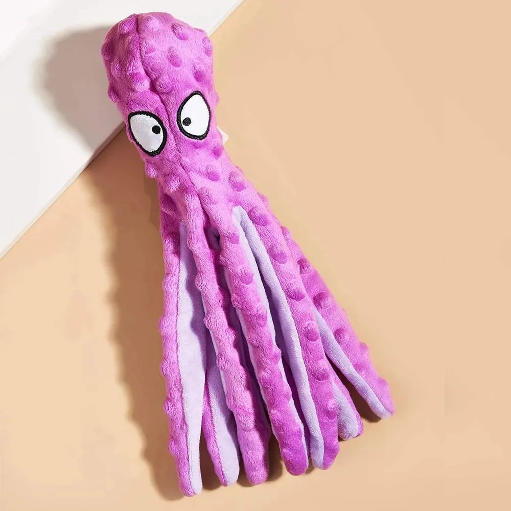 Pet Plush Toy Cat Dog Squeaker Squeaky Octopus Shell Toy Bite Resistant Puppy Interactive Training Teeth Cleaning Chew Toys