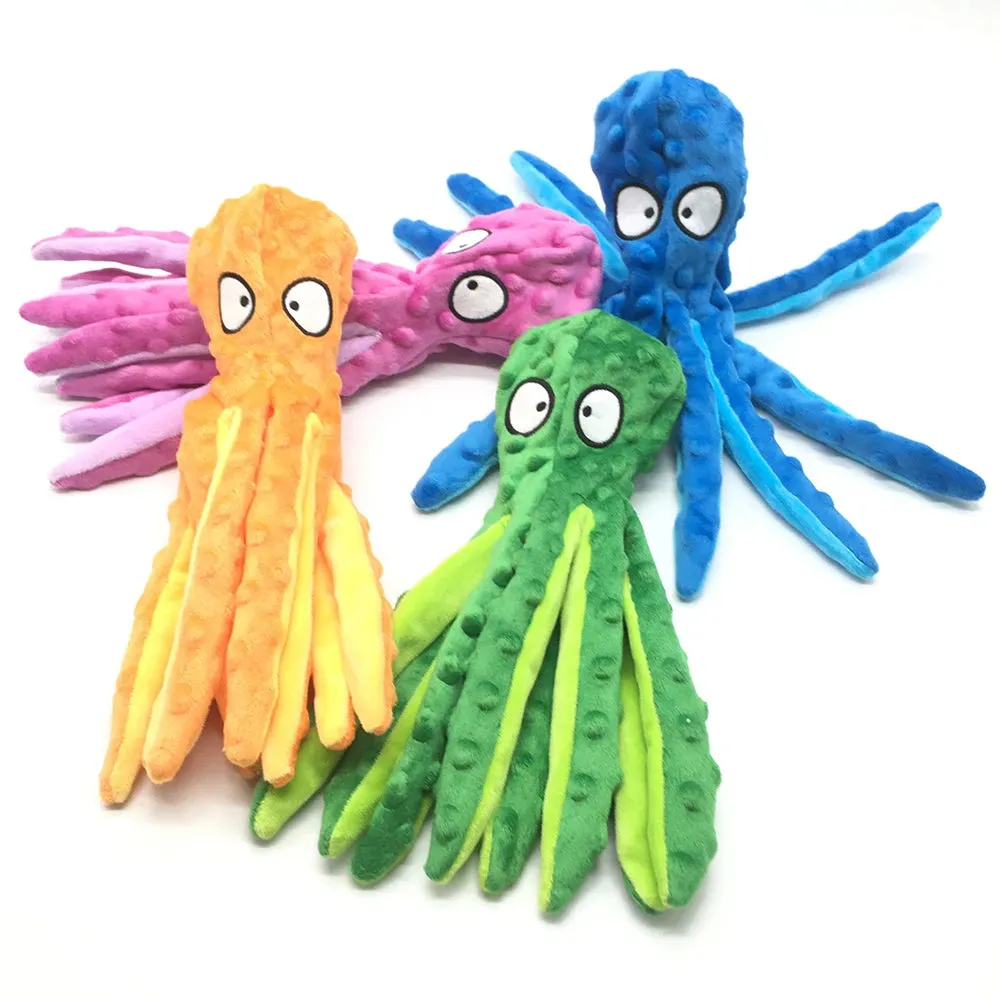 Pet Plush Toy Cat Dog Squeaker Squeaky Octopus Shell Toy Bite Resistant Puppy Interactive Training Teeth Cleaning Chew Toys