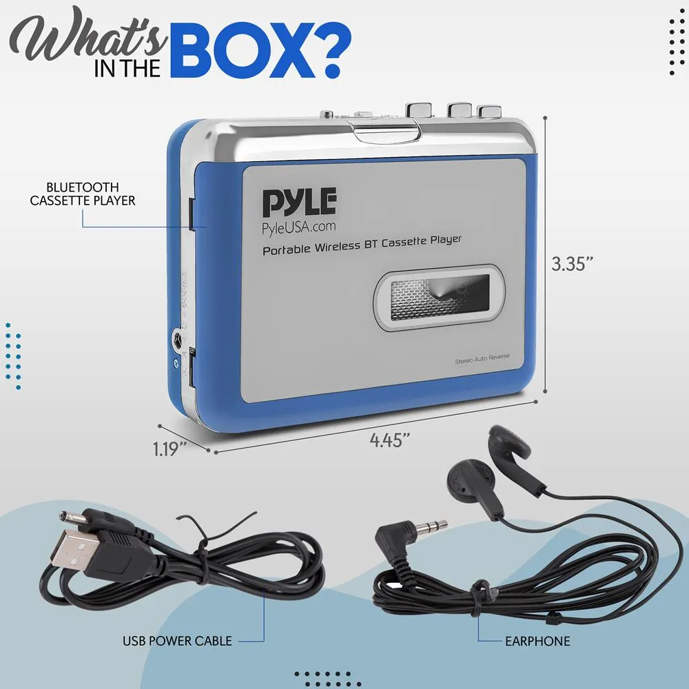 Portable Wireless Bt Cassette Player - Lid Switcher, Aux Port W/ Led Indicator