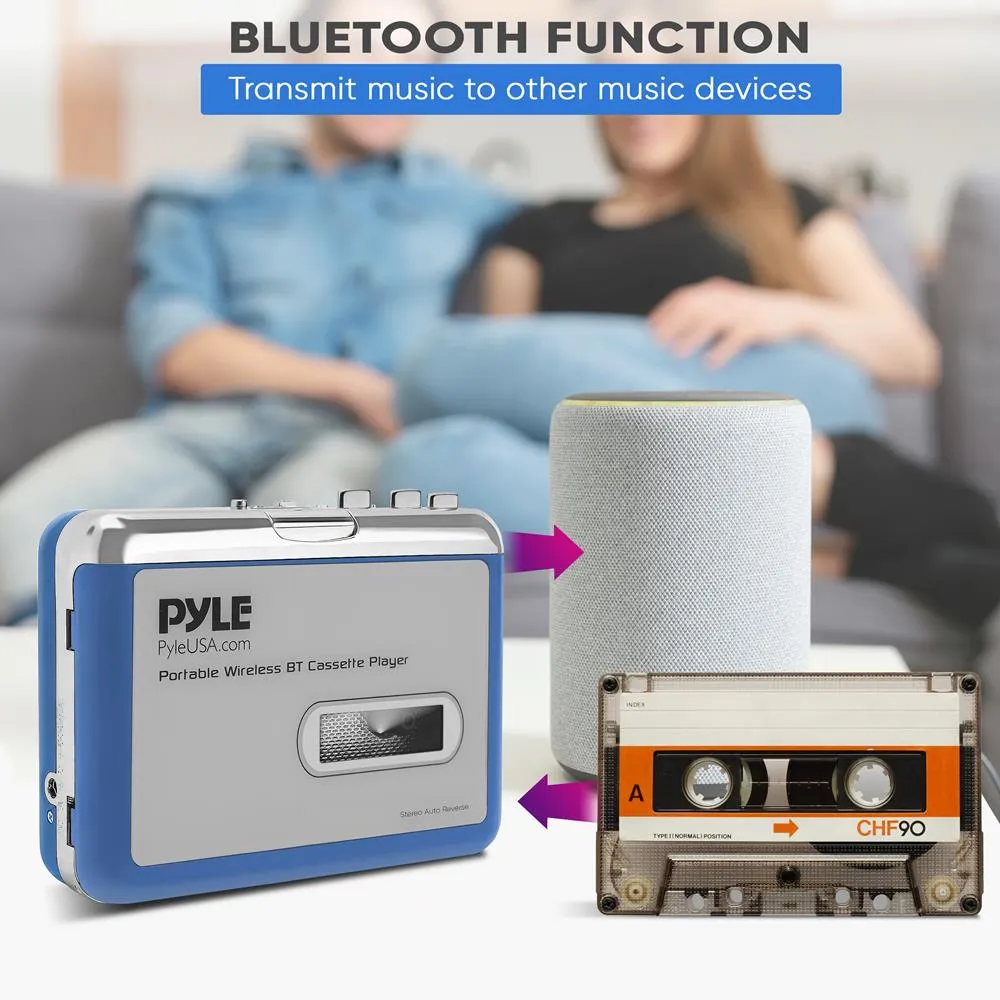 Portable Wireless Bt Cassette Player - Lid Switcher, Aux Port W/ Led Indicator
