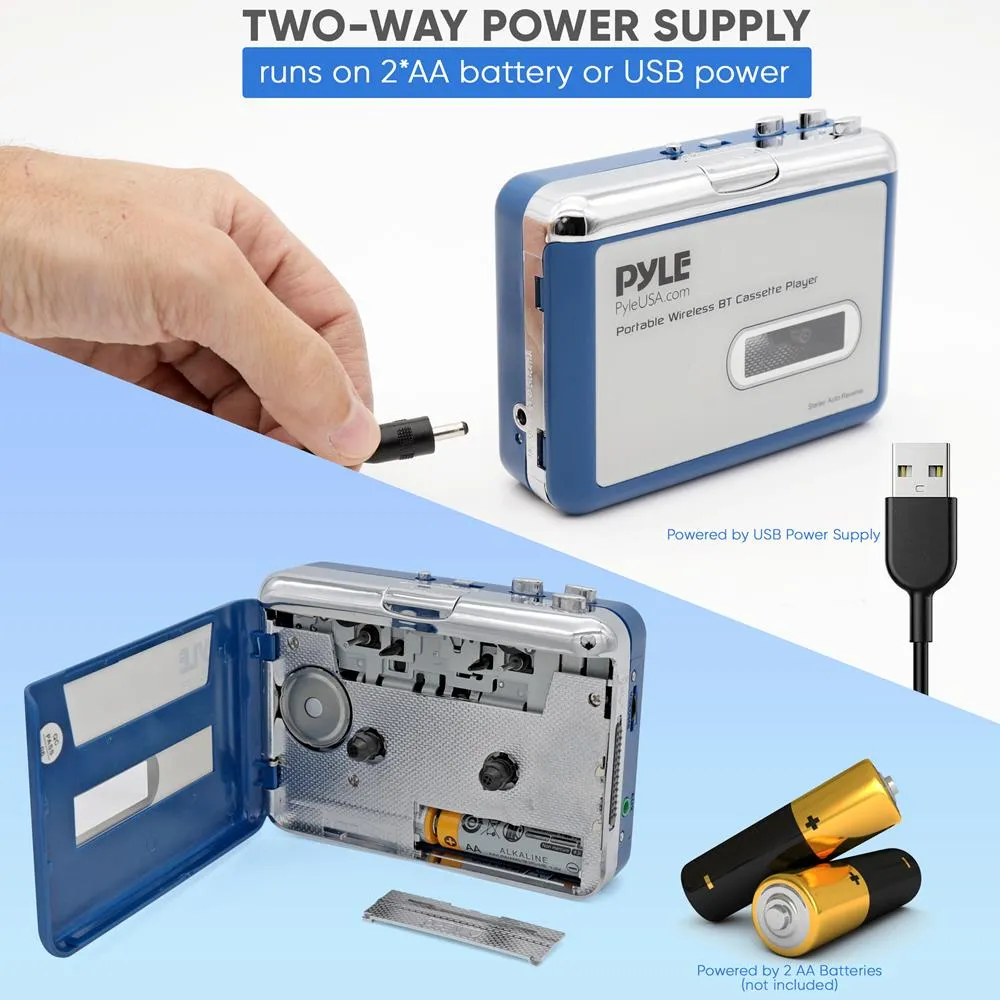 Portable Wireless Bt Cassette Player - Lid Switcher, Aux Port W/ Led Indicator