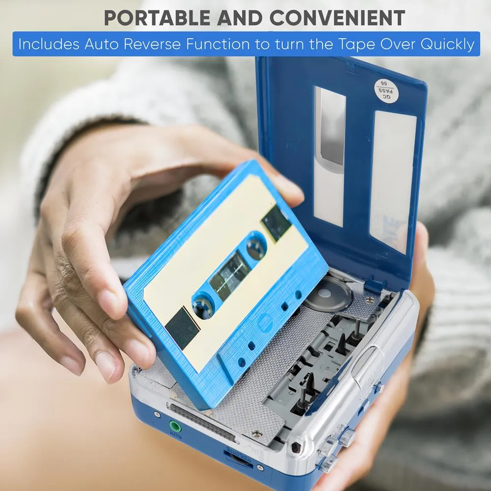 Portable Wireless Bt Cassette Player - Lid Switcher, Aux Port W/ Led Indicator