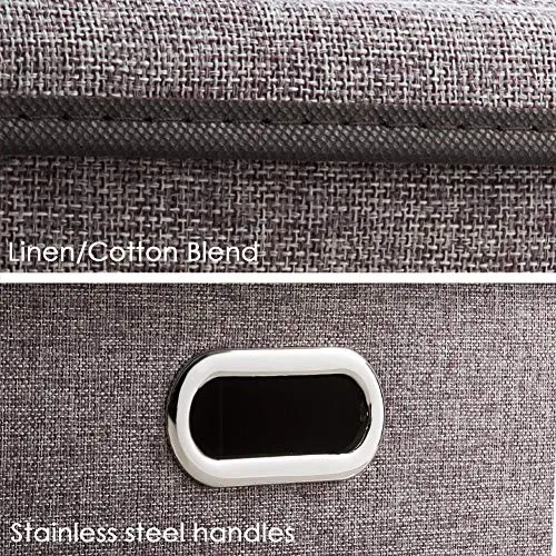 Prandom Large Foldable Storage Bin with Lid [1-Pack] Linen Fabric Decorative Storage Box Organizer Containers Basket Cube with Handles Divider for Bedroom Closet Office Living Room (17.7x11.8x11.8)