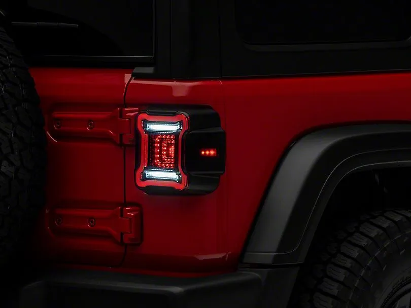 Raxiom Tail Lights Jeep Wrangler JL (18-23) [Axial Series Plateau] Black Housing / Smoked Lens