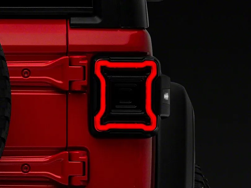 Raxiom Tail Lights Jeep Wrangler JL (18-23) [Axial Series Plateau] Black Housing / Smoked Lens