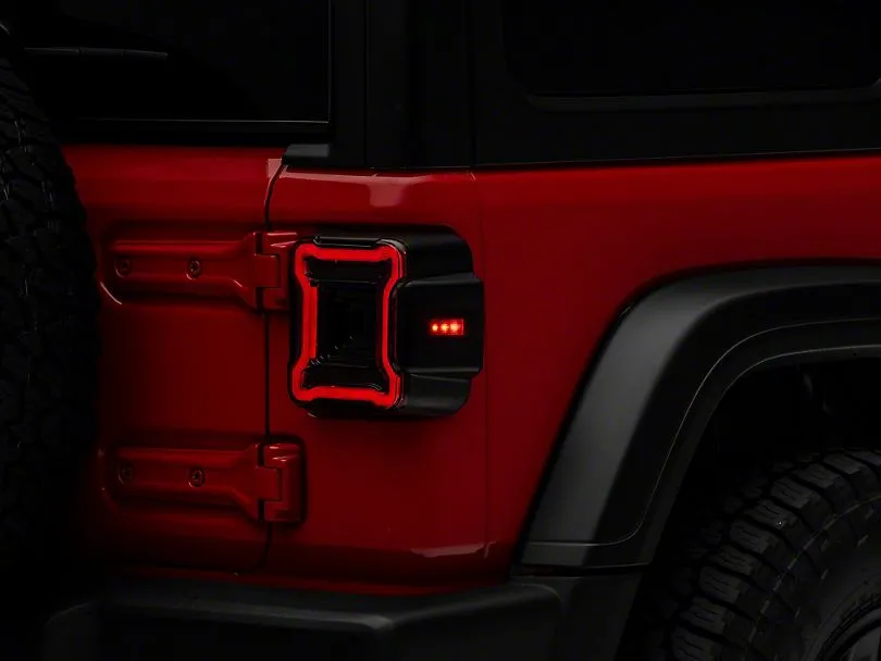 Raxiom Tail Lights Jeep Wrangler JL (18-23) [Axial Series Plateau] Black Housing / Smoked Lens