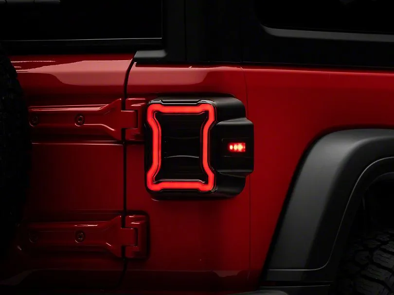 Raxiom Tail Lights Jeep Wrangler JL (18-23) [w/ Factory Halogen Lights] Black Housing / Smoked or Red Lens