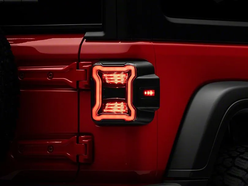 Raxiom Tail Lights Jeep Wrangler JL (18-23) [w/ Factory Halogen Lights] Black Housing / Smoked or Red Lens