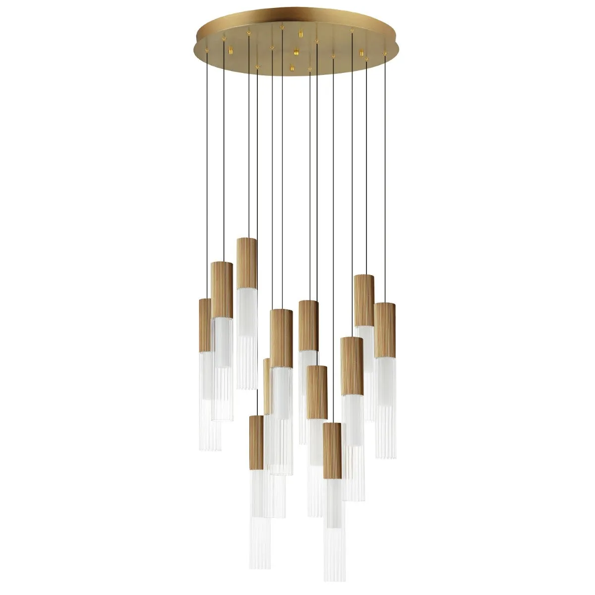 Reeds 23 in. 12 Lights LED Pendant Light Gold Finish