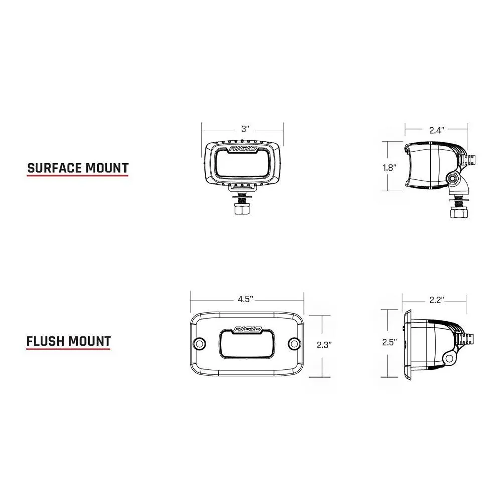 RIGID Industries 902213 SR-M Series Pro Spot Surface Mount - Black