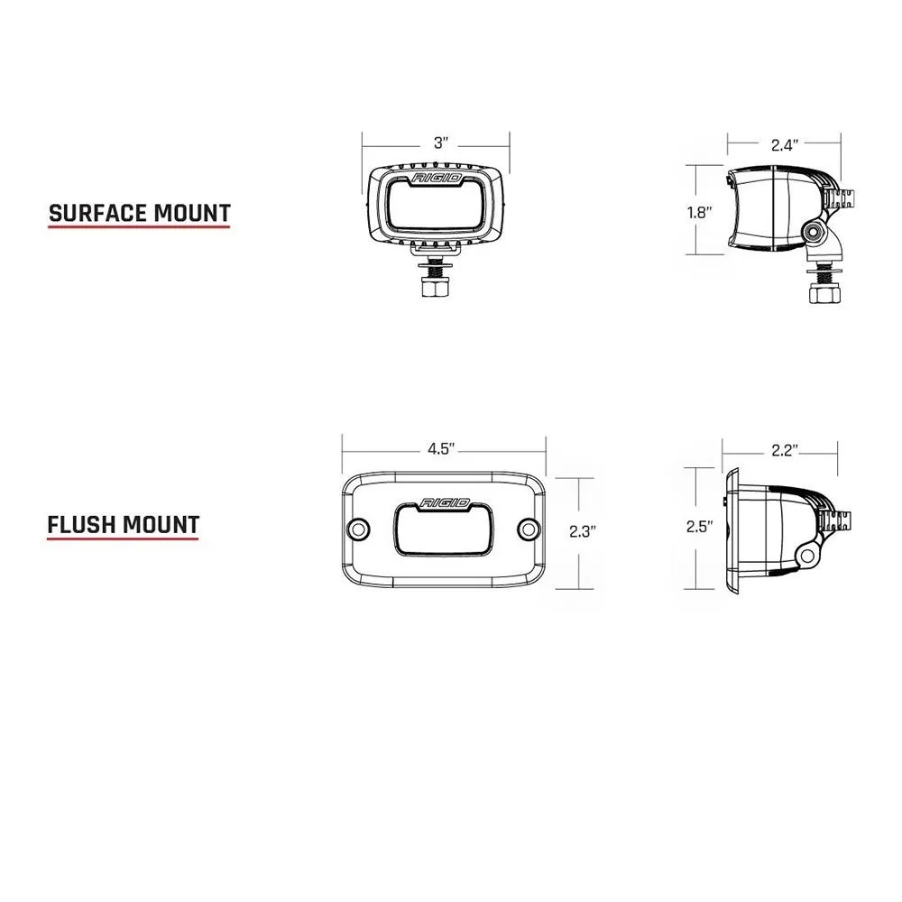 RIGID Industries 942513 SR-M Series PRO Hybrid-Diffused LED Surface Mount - White