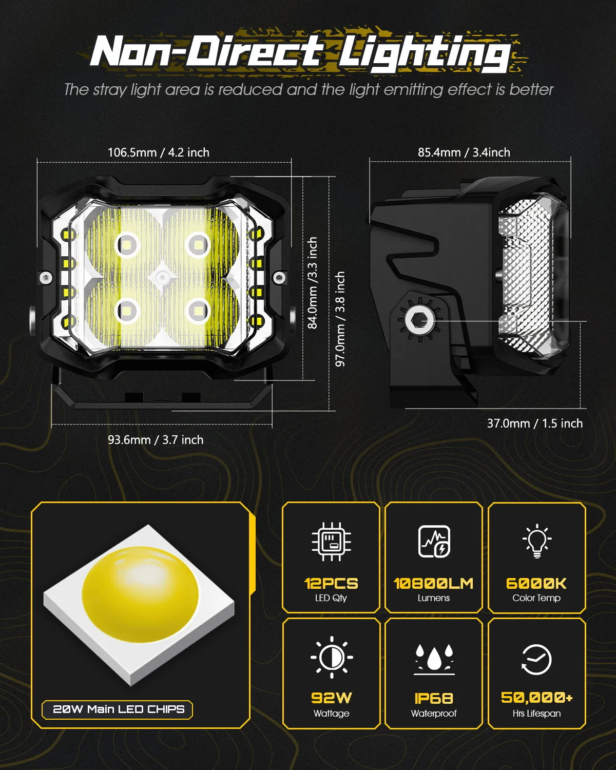 Rock Series | 4-inch LED Pod Driving Lights with Side Lights