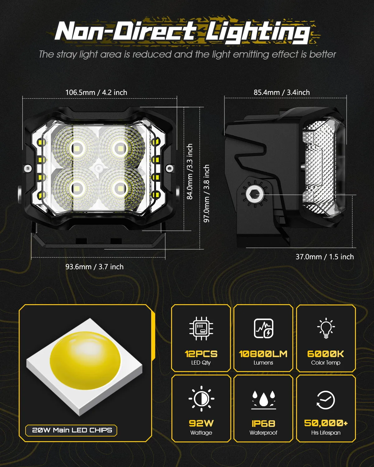 Rock Series | 4-inch LED Pod Flood Lights with Side Lights