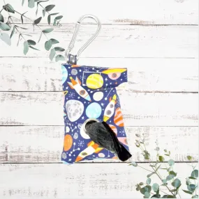 Rockets and planet print handmade dog poo bag dispenser