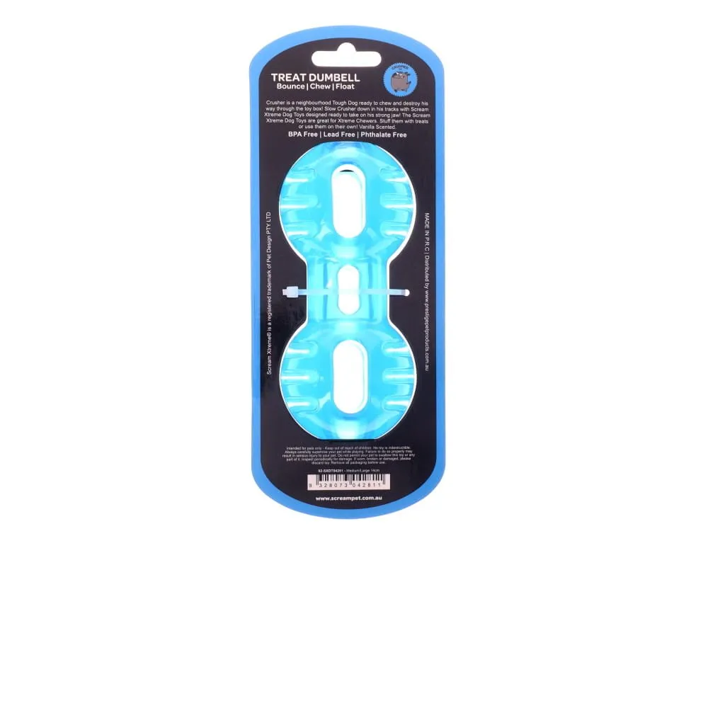 Scream Xtreme Treat Dumbbell Dog Toy Blue Medium/Large