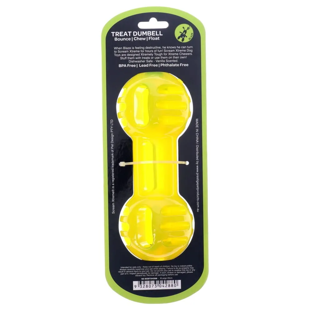 Scream Xtreme Treat Dumbbell Dog Toy Green Extra Large