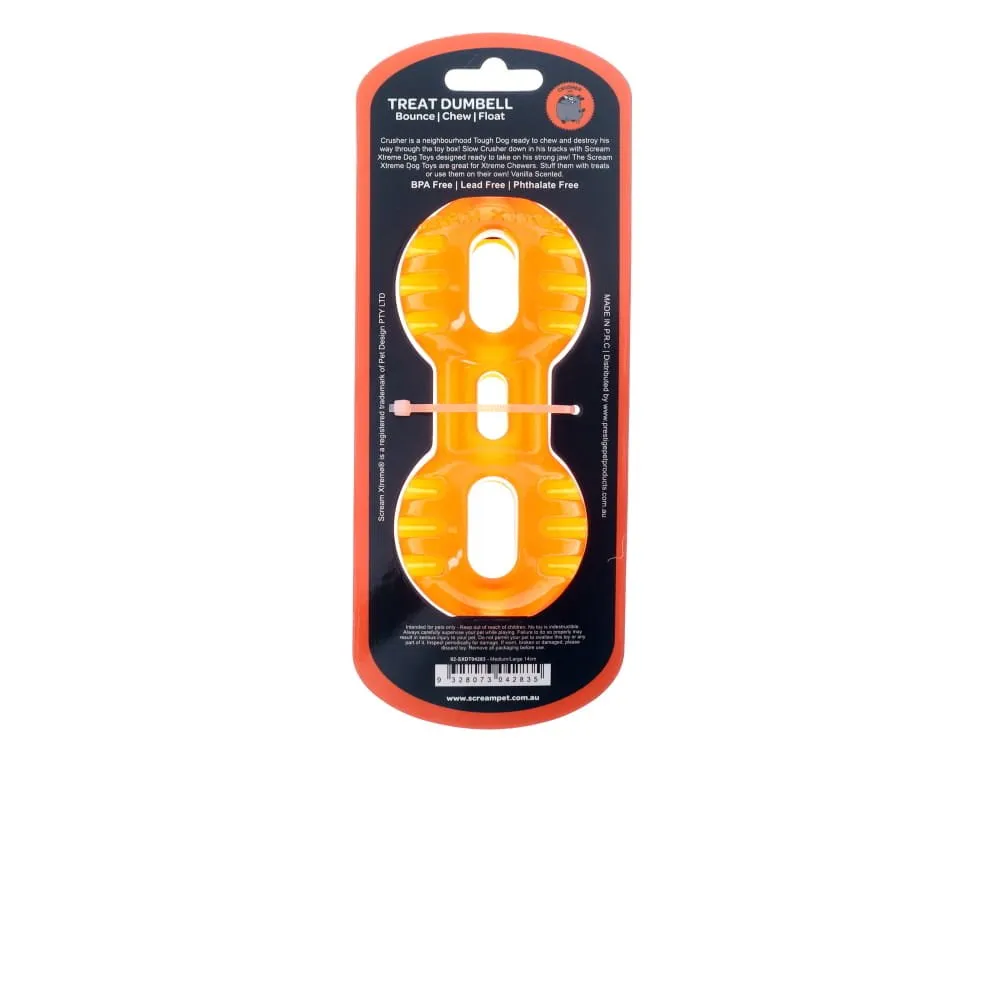 Scream Xtreme Treat Dumbbell Dog Toy Orange Medium/Large