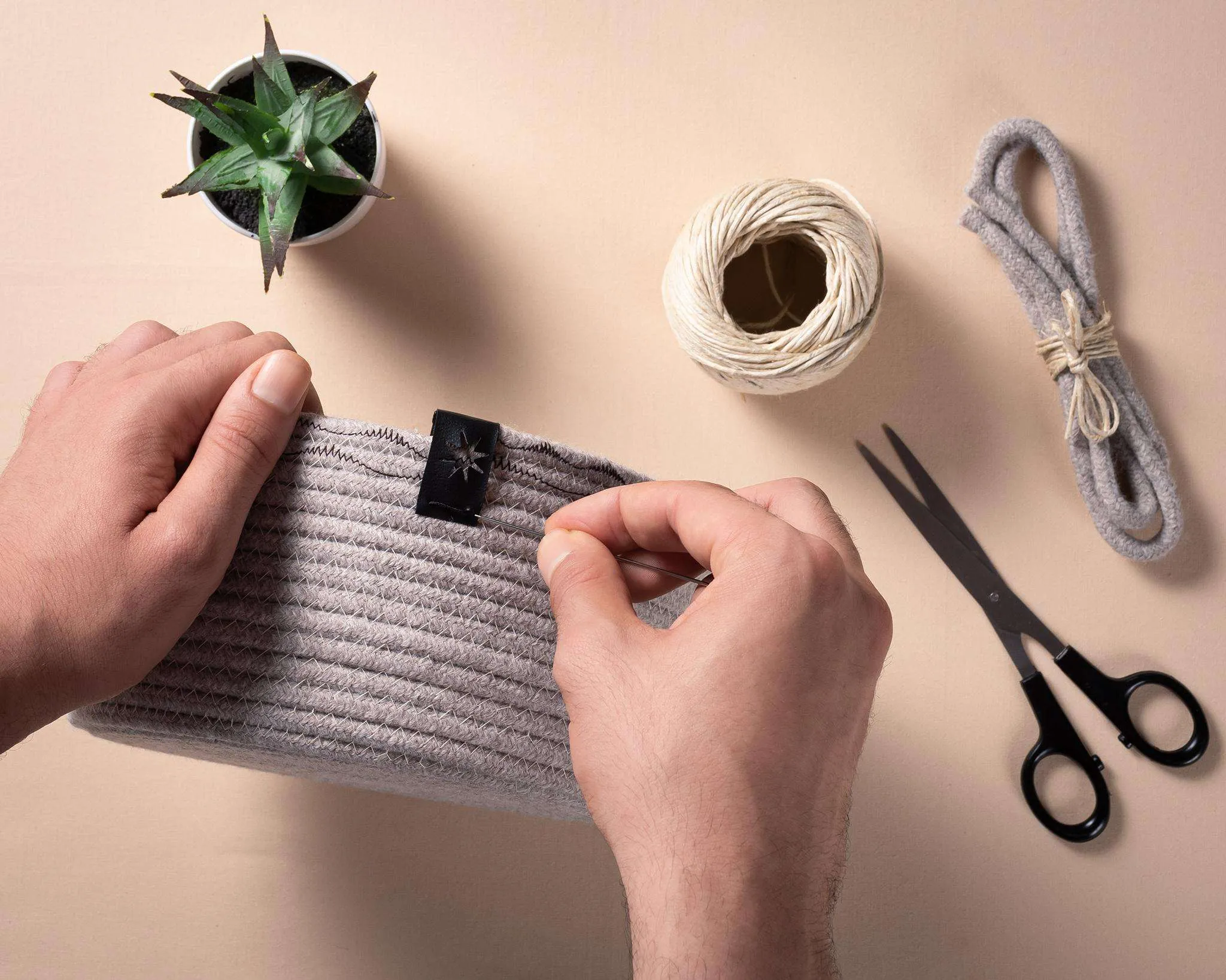Set of Light Grey Cotton Organizers