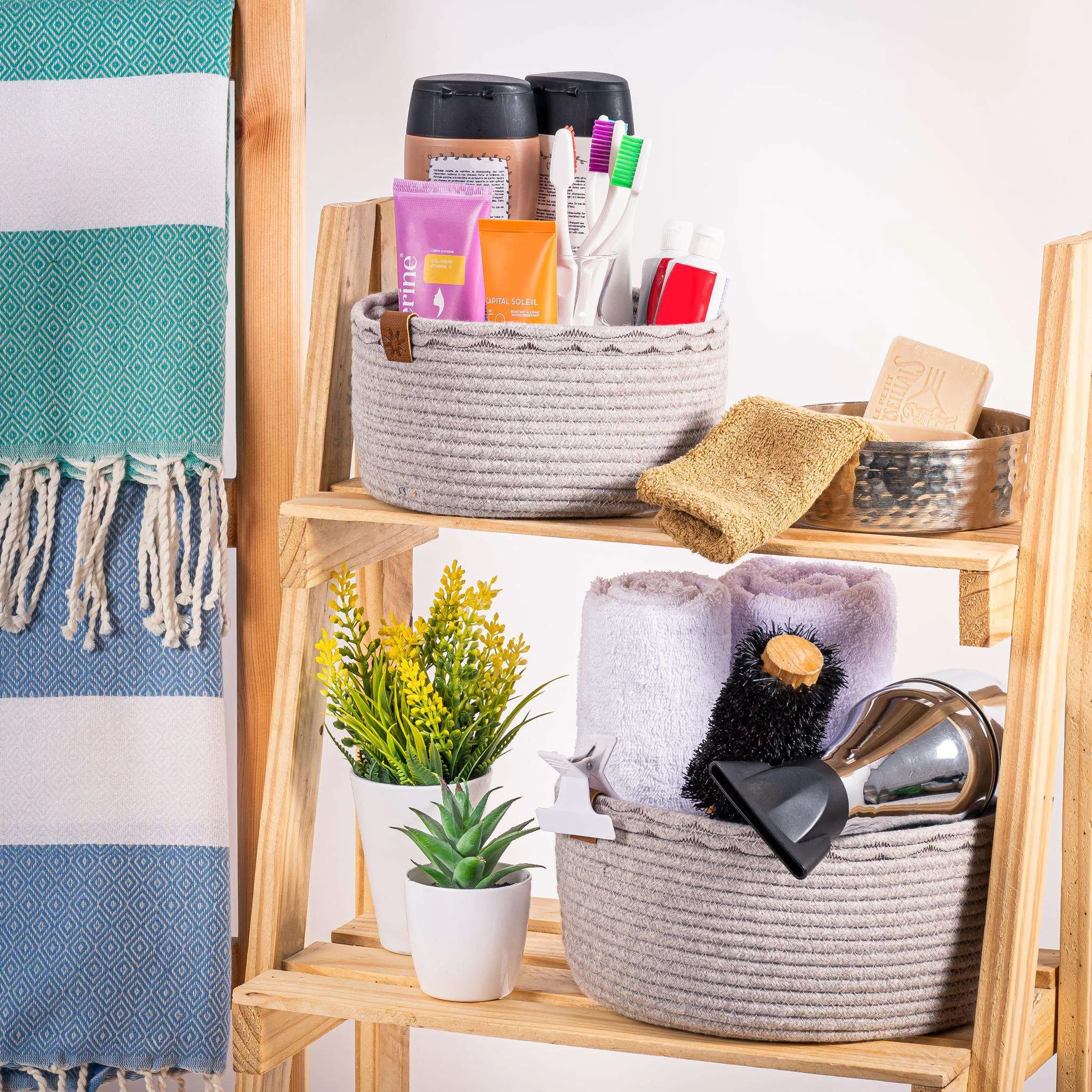 Set of Light Grey Cotton Organizers