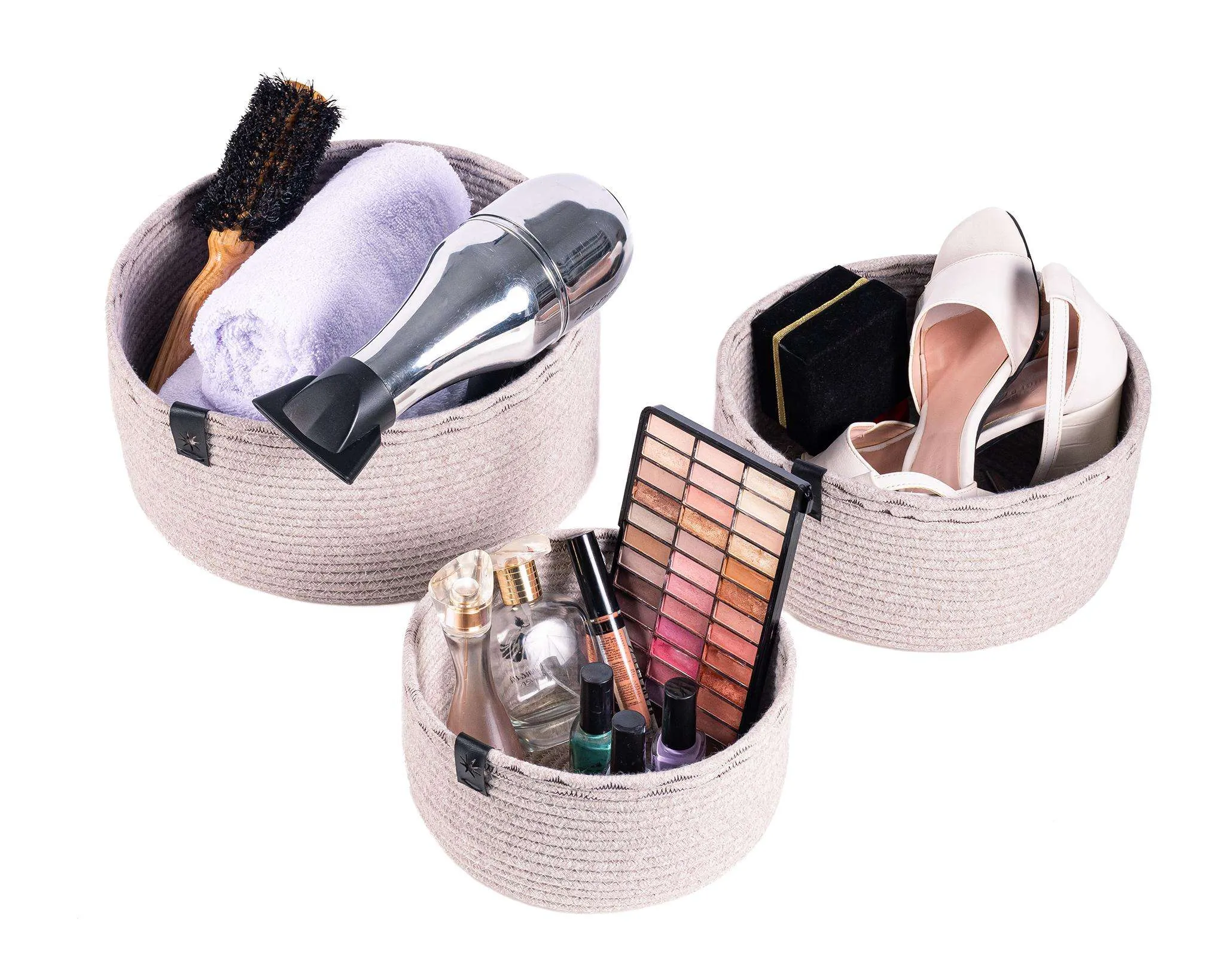 Set of Light Grey Cotton Organizers