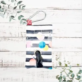 Striped confetti handmade dog poo bag dispenser
