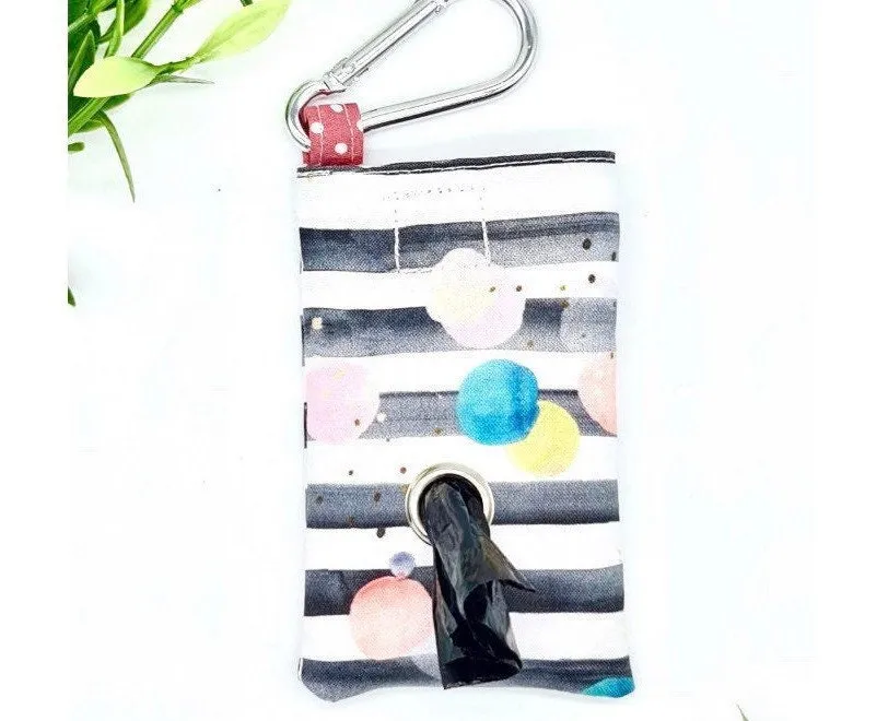 Striped confetti handmade dog poo bag dispenser