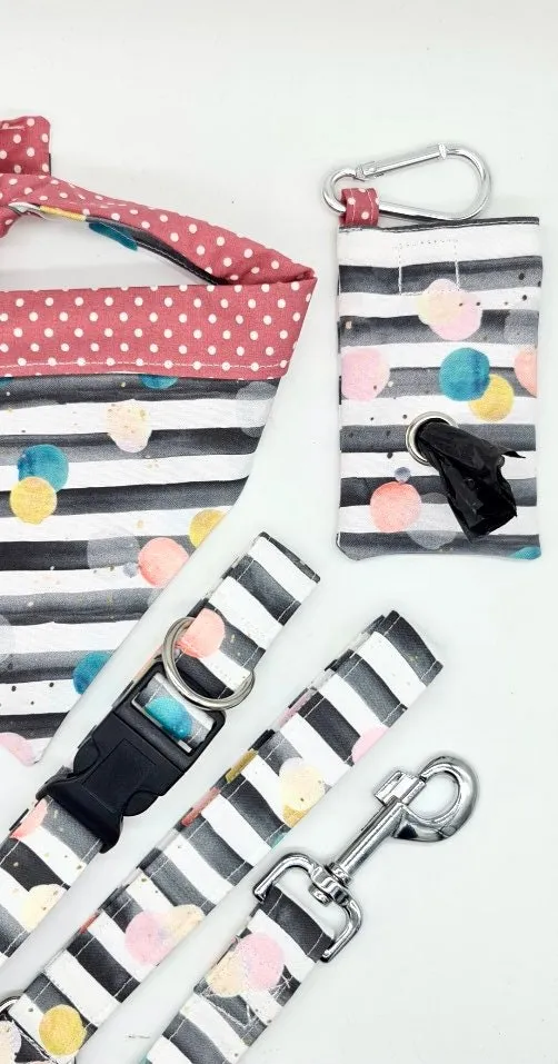 Striped confetti handmade dog poo bag dispenser