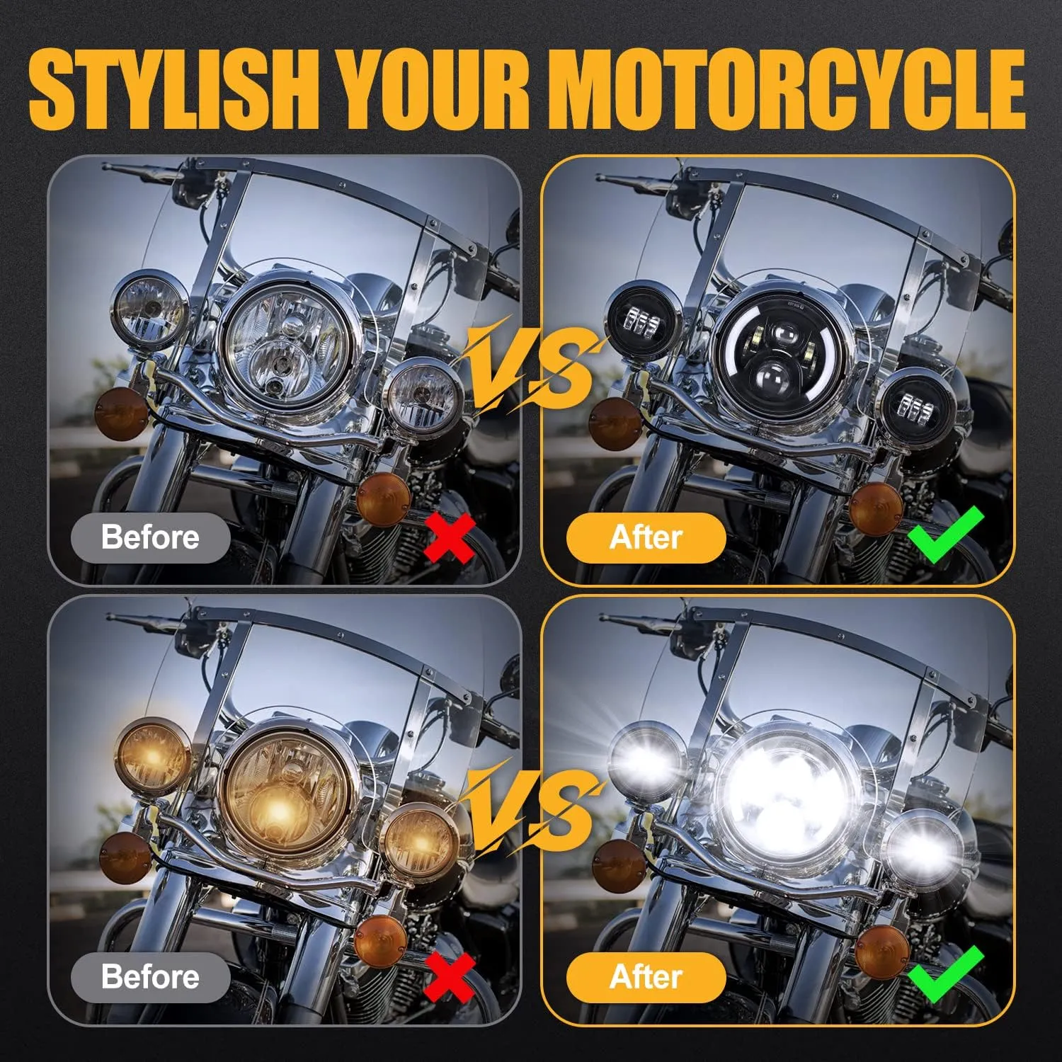 SUPAREE 7 inch LED Motorcycle Headlight with 4.5 inch Fog Light