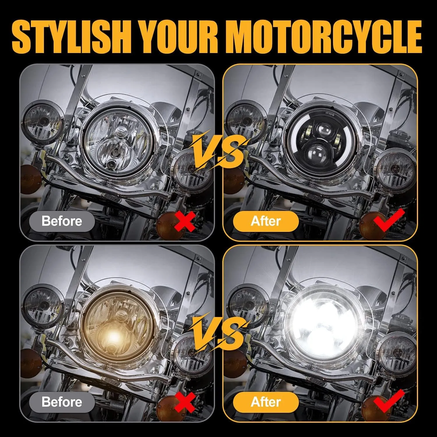 SUPAREE 7 inch LED Motorcycle Headlight with 4.5 inch Fog Light