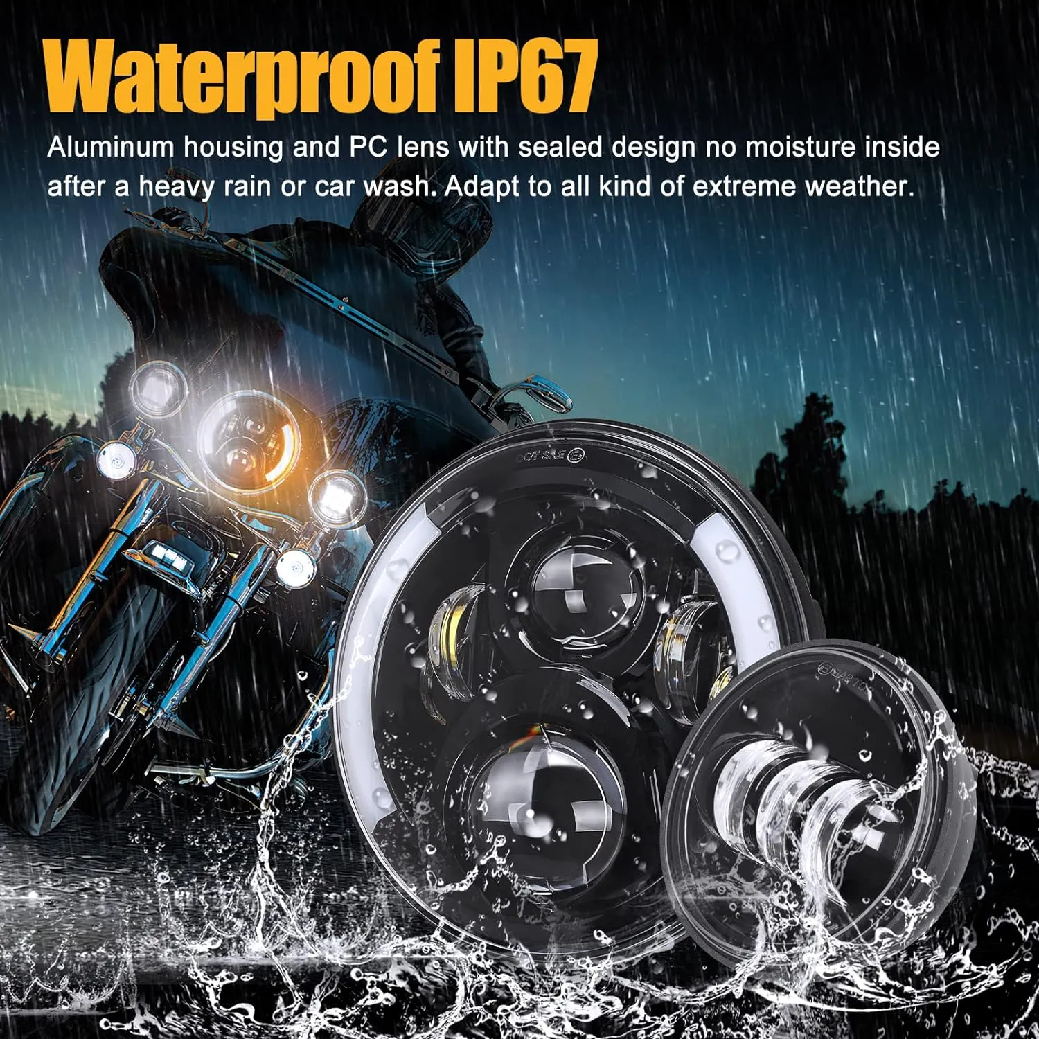 SUPAREE 7 inch LED Motorcycle Headlight with 4.5 inch Fog Light