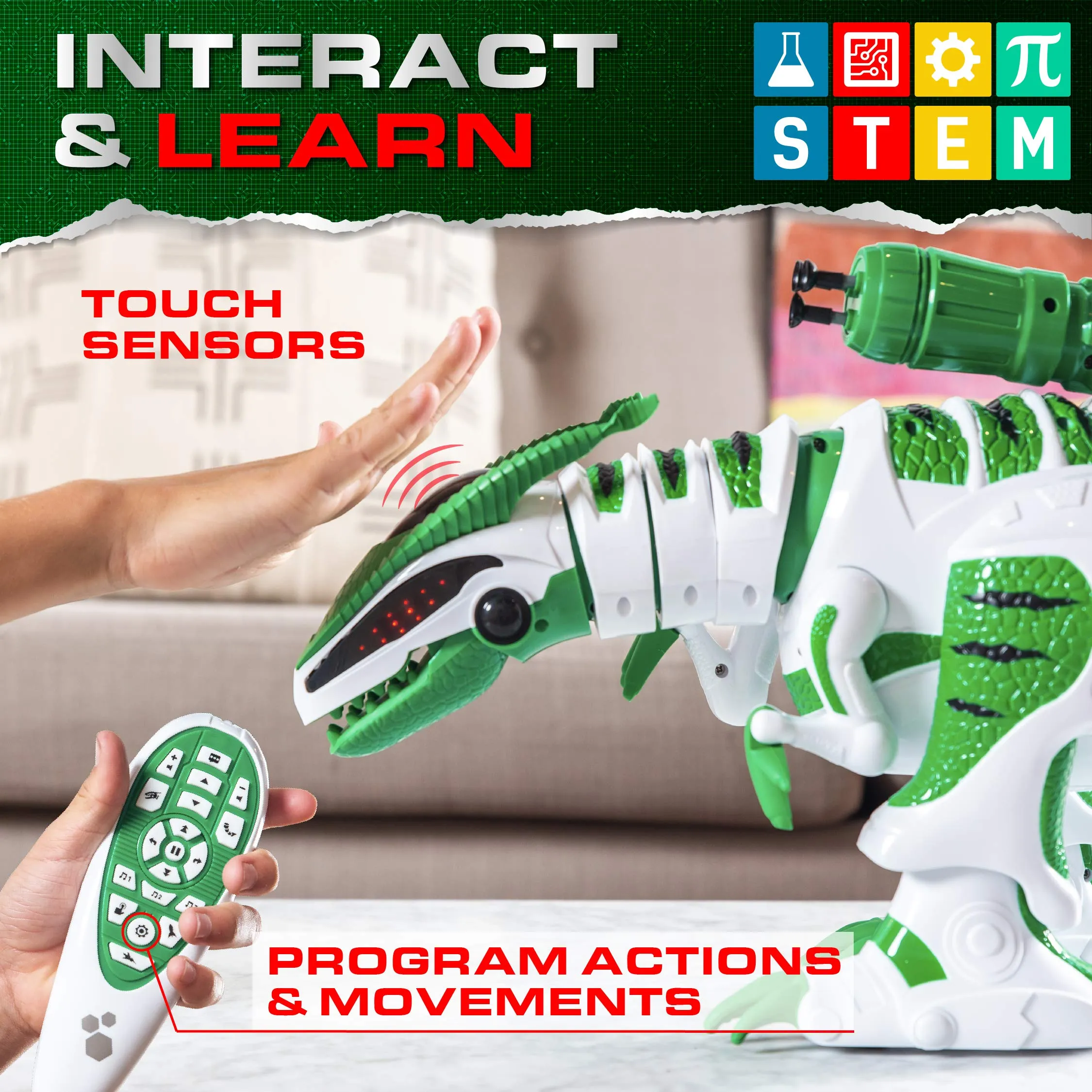 The DinoRover is Your Ultimate Interactive T-Rex Pal! - Remote Control Robot Dinosaur for Kids with Roaring Fun!