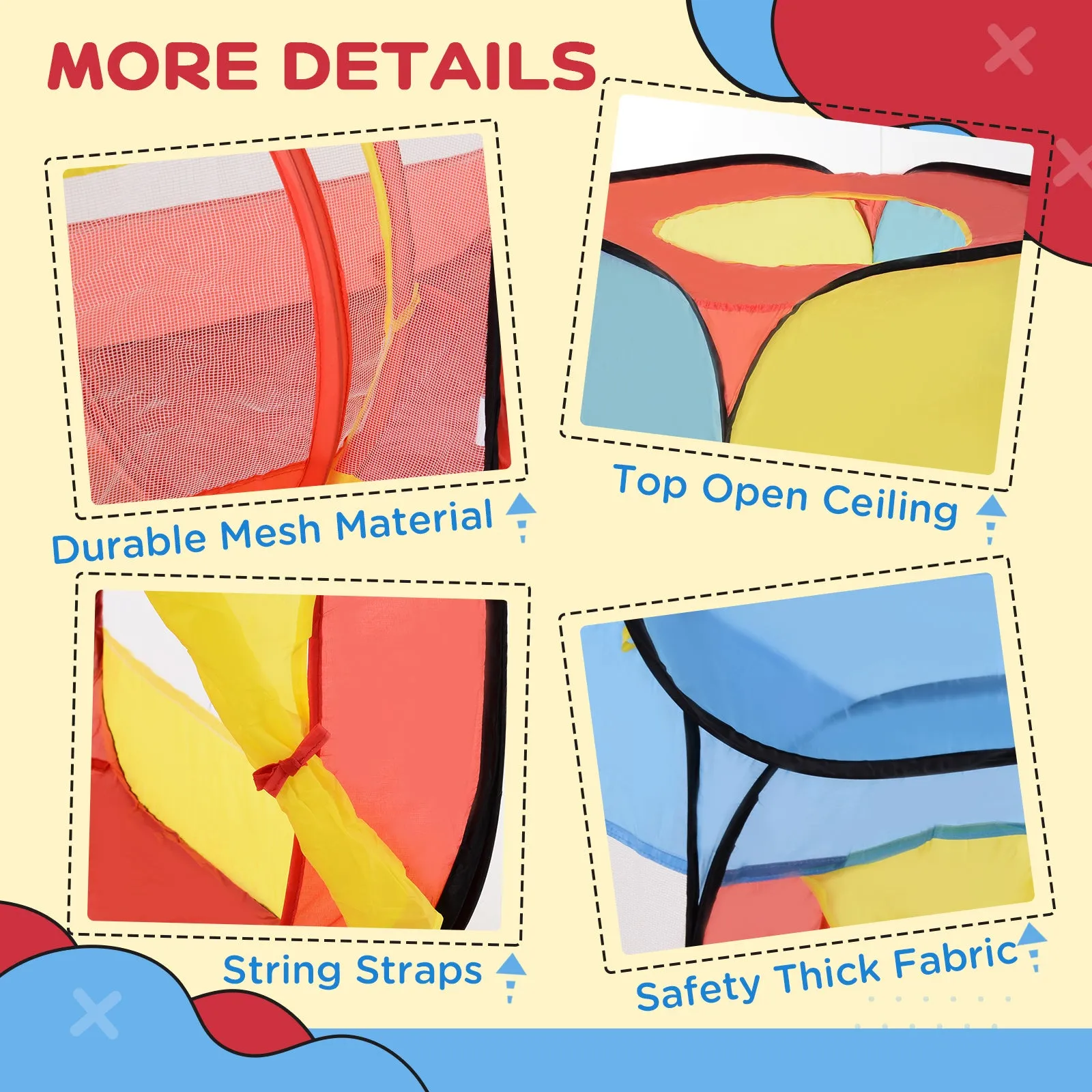 Toddler Polyester 3 in 1 Pop Up House Tent Play Tunnel Multi-Colour
