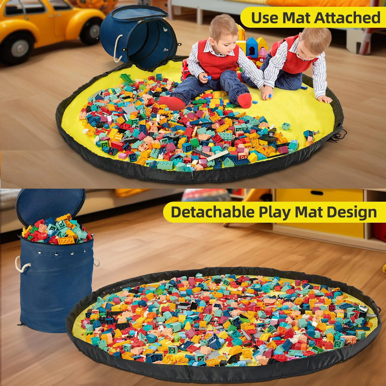 Toy Storage Basket with Play Mat for Kids