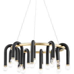 Whit 20 Light Chandelier, Aged Brass/Black