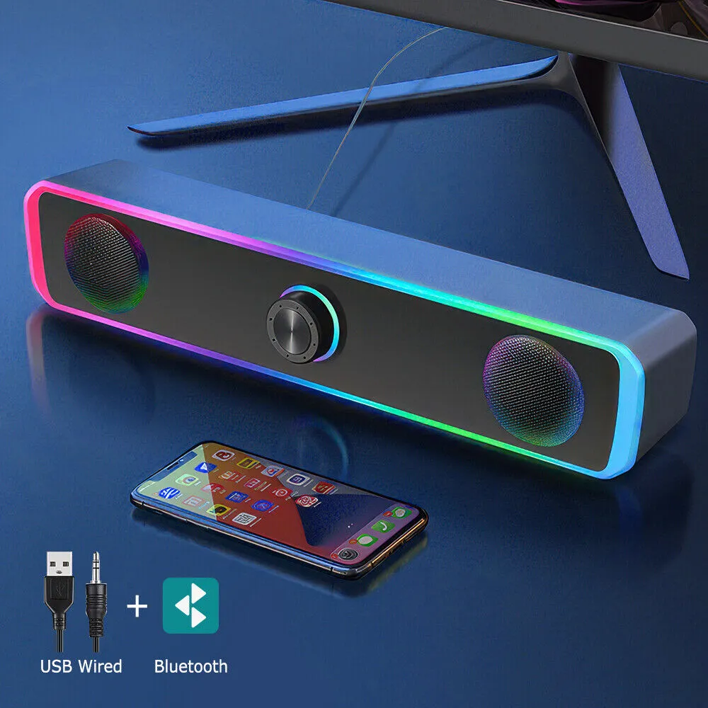 Wired USB Powered/Bluetooth 5.0 Computer Stereo Laptop Speakers for Desktop PC