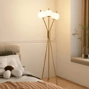 Wooden Twist Gorgeous Glister Metal & Glass 3 Lights Pedestal Floor Lamp Modern Elegant Lighting for Living Room & Home Decor