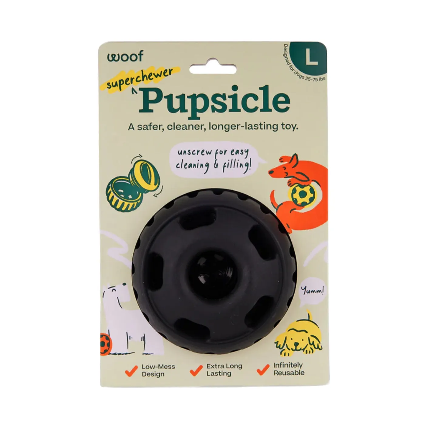Woof Pupsicle Power Chewer Refillable Dog Treat Dispenser Toy