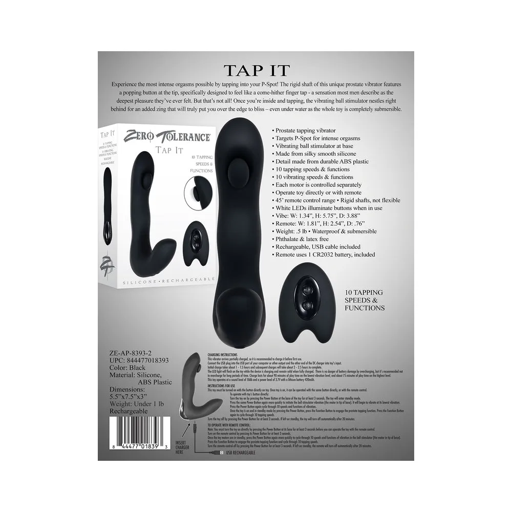 Zero Tolerance Tap It Remote-Controlled Tapping Vibrating Prostate Massager Black